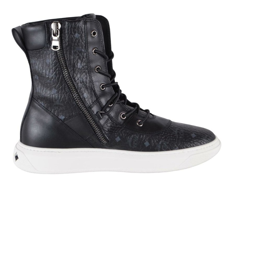 NIB MCM Women's Logo High Tops Combat Boots Shoes - Picture 2 of 10